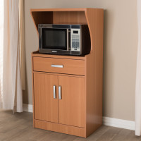 Baxton Studio MH8580-Brown-Kitchen Cabinet Lowell Modern and Contemporary Brown Wood Finish Kitchen Cabinet